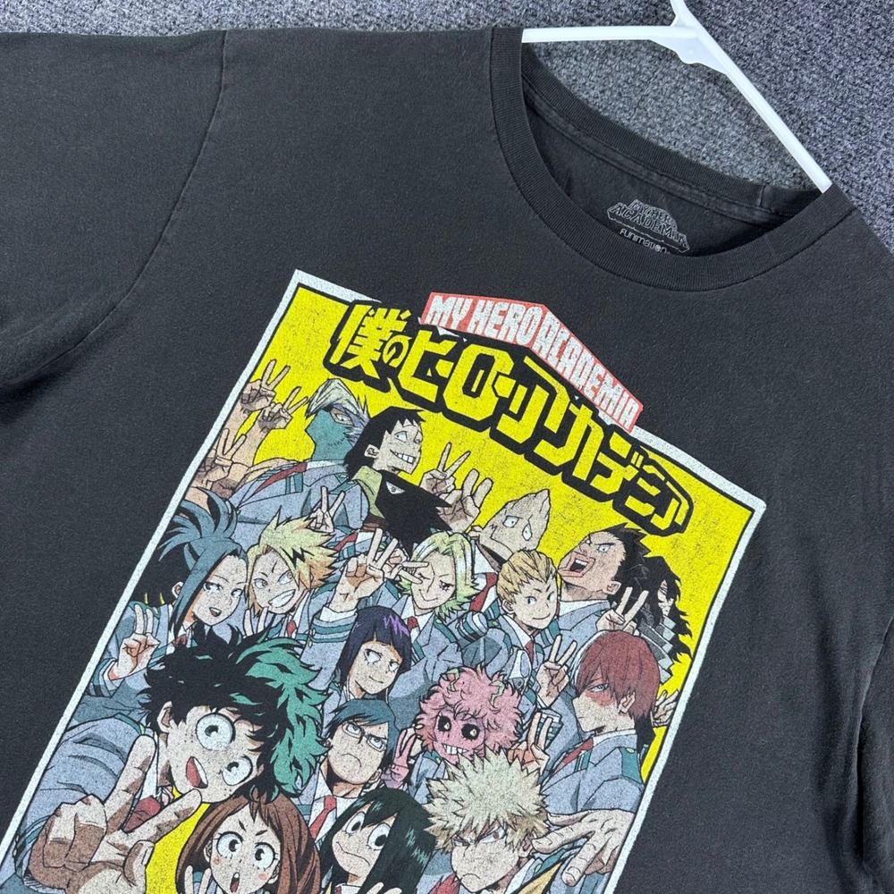My Hero Academia T‎ Shirt Mens L Large Black Anime Class Graphic Deku All Might